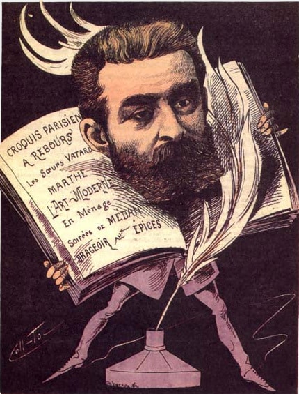 A caricature showing Huysmans as a somewhat eccentric sort of literary dandy by Coll Toc 1885