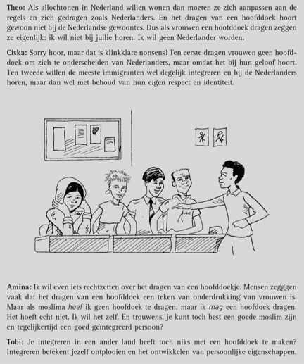 Afbeelding bij een discussie oefening over hoofddoeken uit Routledge Intensive Dutch 2006 Routledge