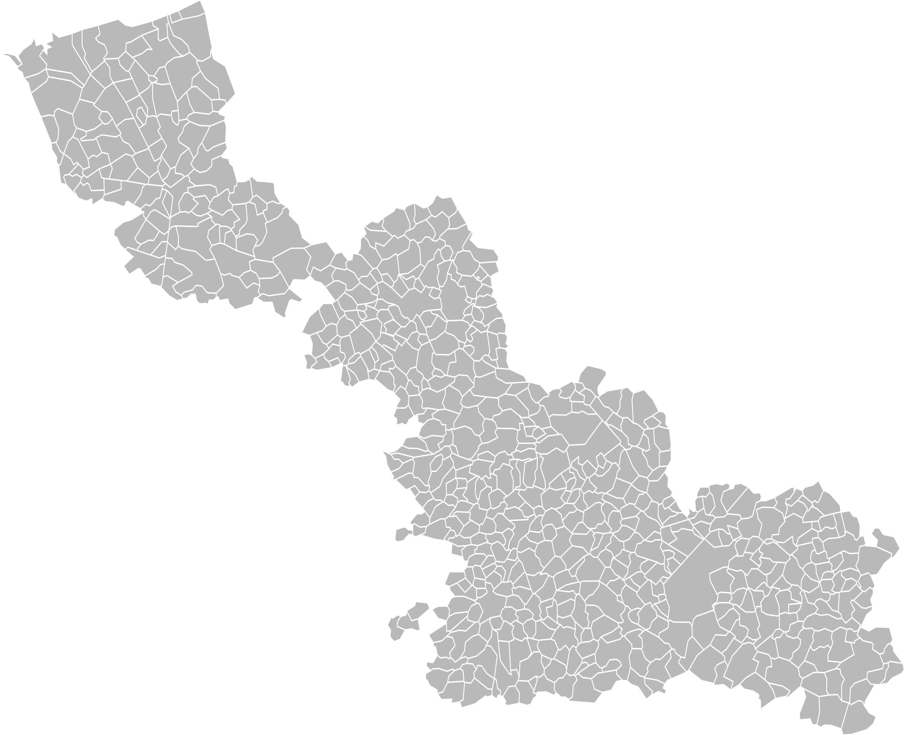 Blank Map of Nord Department France with Communes