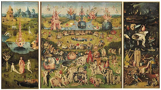 Garden of Earthly Delights triptych oil wood