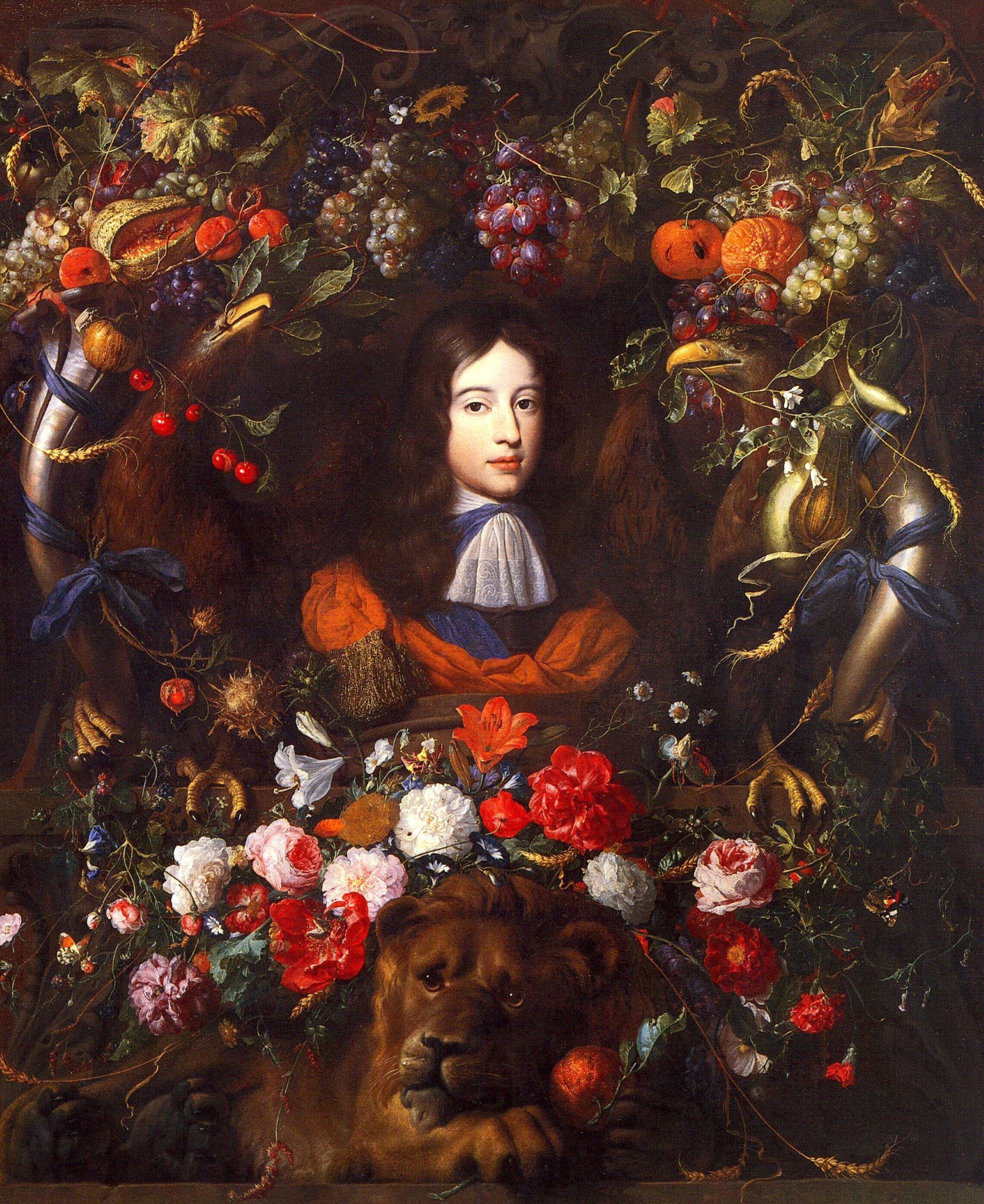 Jan davids de heem fleurs avec portrait guillaume III d Orange