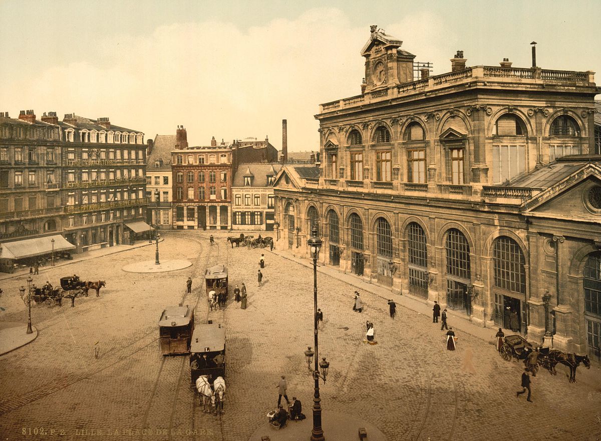 Lille Place de la gare Éditeur P Z Photochrom Zurich devenue P Z Photoglob Zurich en 1895 wiki