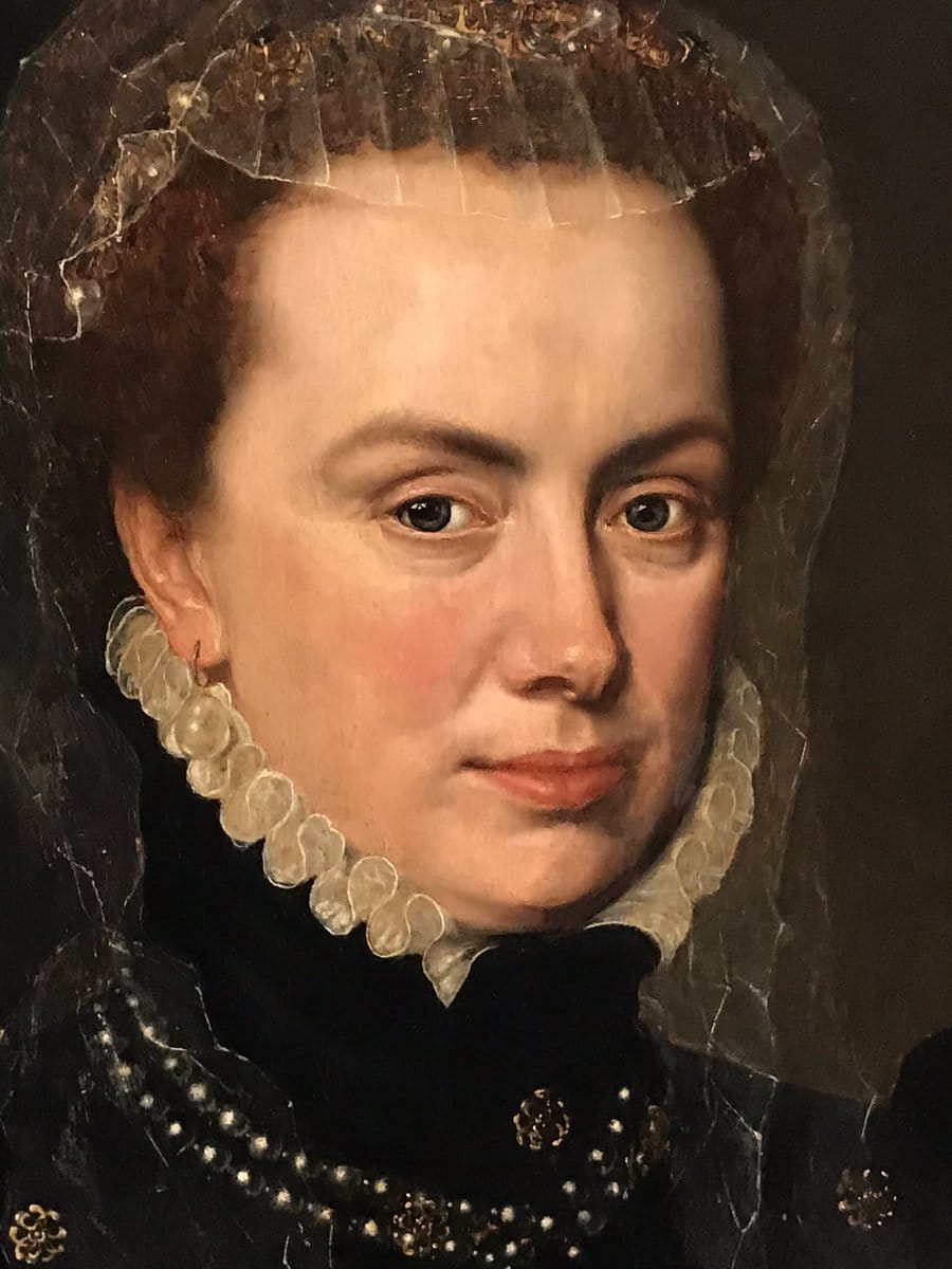 Margareta van Parma Landvoogdes Margaretha van Parma uitsnede na 1562 Atelier van Adriaen Thomasz Key naar Antonio Moro