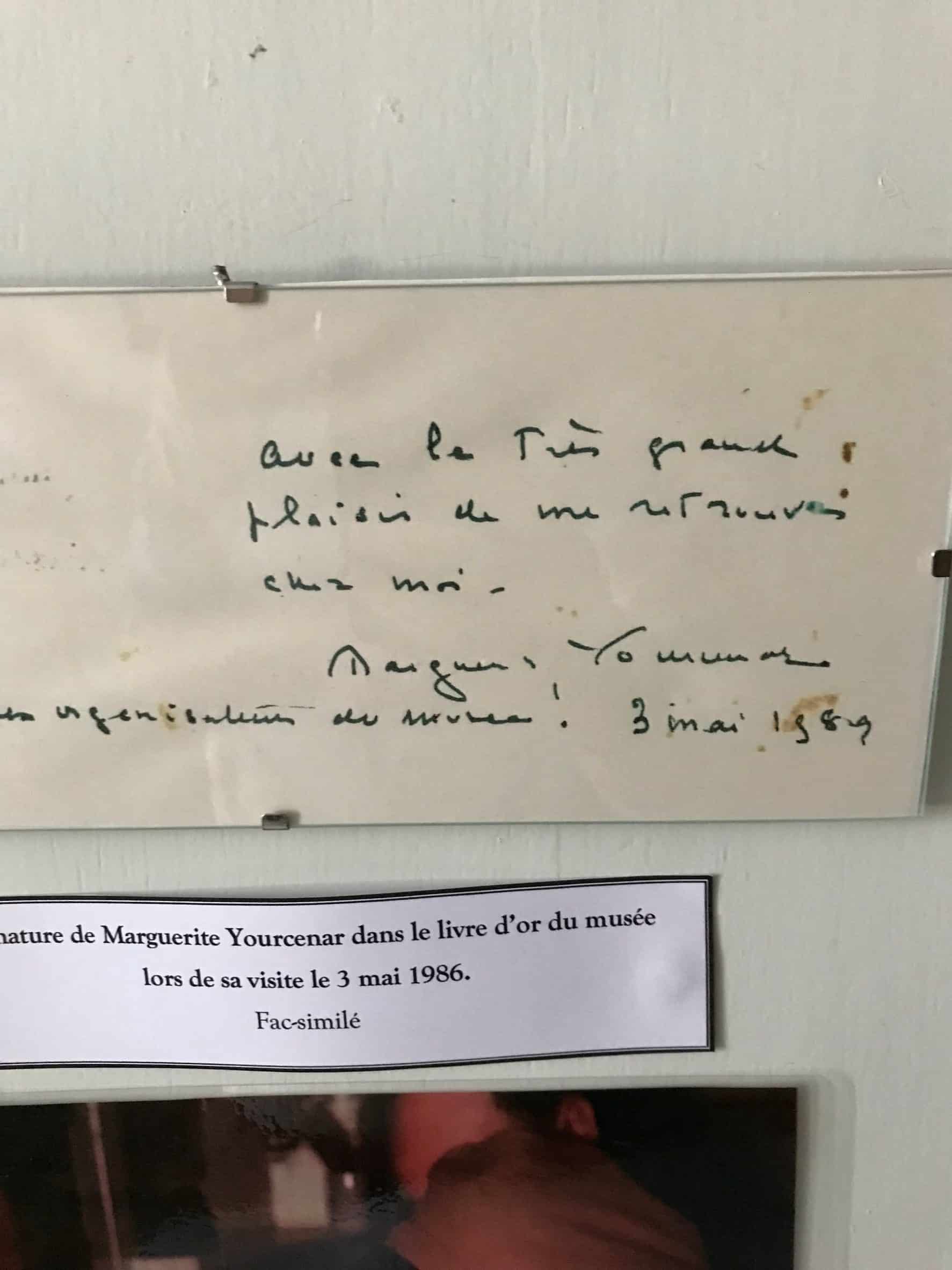 Note Yourcenar avec le très grand plaisir de me retrouver chez moi FA