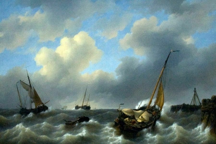 Petrus Jan Schotel Storm op de Zuiderzee voor Medemblik 1840 c Szilas