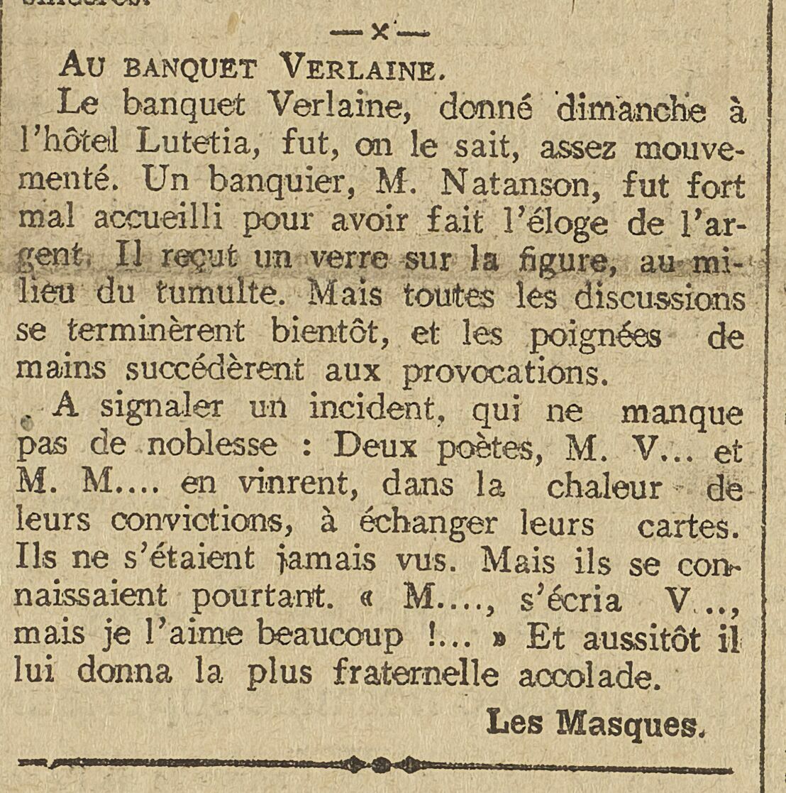 VANDERPYL BANQUET VERLAINE PARIS JOURNAL 14011913